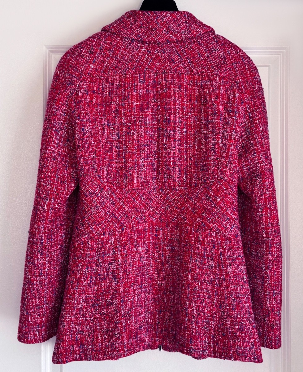 ♥️CHANEL ラベンダー ジップアップジャケット CHANEL 19P RED NAVY BLUE WHITE TWEED PEARL CC BUTTONS JACKET 42 | eBay