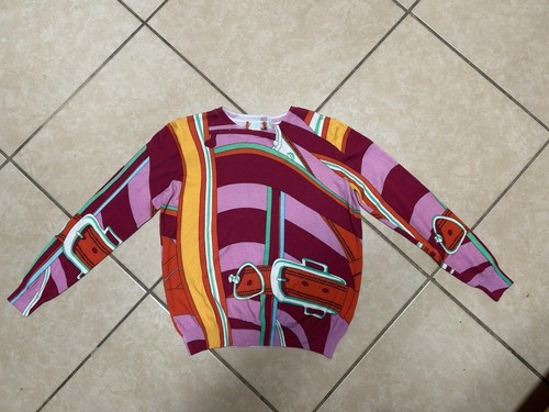 Hermès, Maglione Hermes Vintage Grafica Cotone Taglia S Made In France