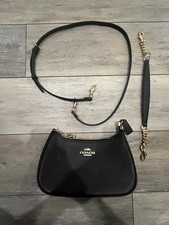 Coach Teri Shoulder Bag Refined pebble leather Gold Black
