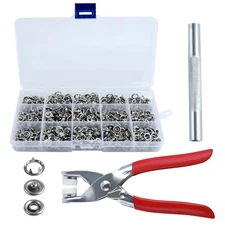 Grommet Eyelet Pliers Kit 200 Sets Fabric Snaps Clothing Snaps Fasteners Kit ...