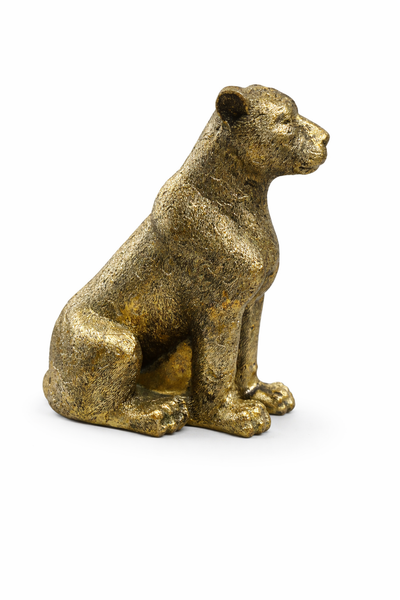 Leopard Dekofigur Antik Gold 28,5 Cm Aus Polyresin Moderne Tier Skulptur Deko-image