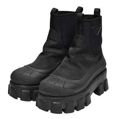 PRADA Shoes Black 2022AW Monolith Re-Nylon Gabardine Boots Women's US6 Excellent