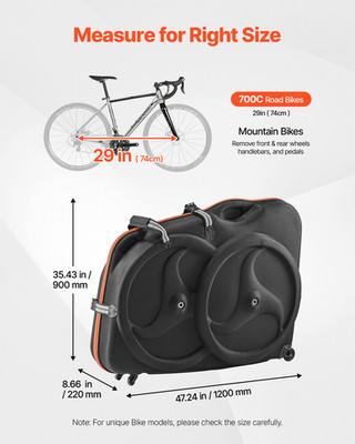 Bike Travel Case EVA Hard Shell w/ Wheels TSA Lock for 700C Road Bike