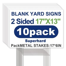 GXGGUS 10-Pack 17"x13" White Corrugated Plastic Yard Sign with Metal