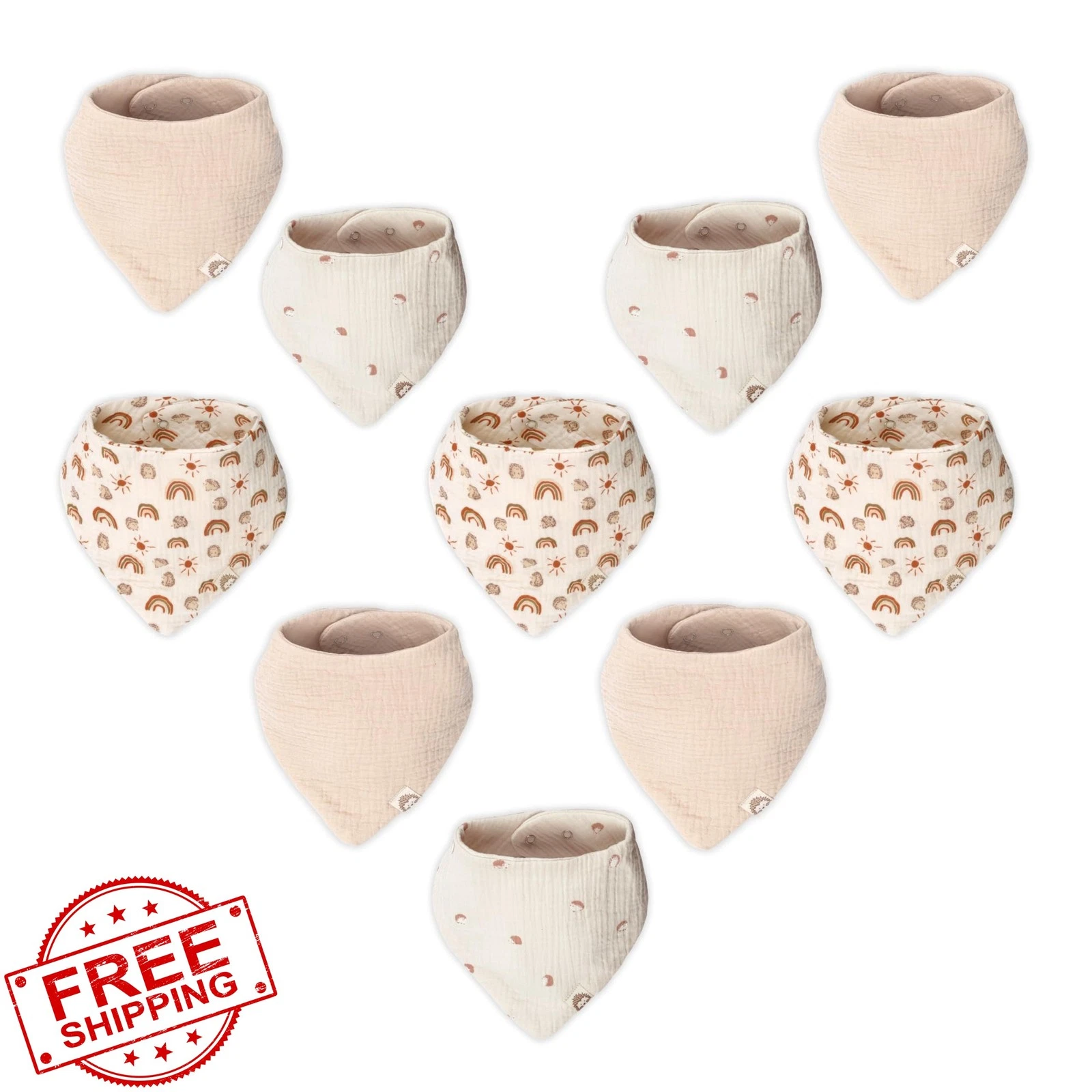 MY LITTLE ZONE Muslin Bibs Beige 10 Pc