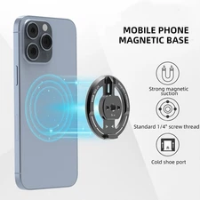 Camolo Magnetic Phone Holder Mount 1/4" Screw Hole Suction Tripod Cold Shoe Base