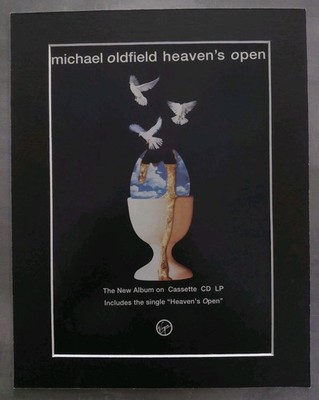 Mike Oldfield Heaven's Open Promo Original Advert Mounted 14x11 Inches