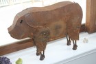 Rustic Pair Pigs Recycled Scrap Metal Statue Home Farm Garden