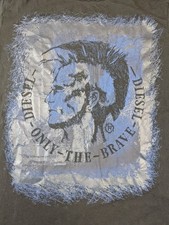 Vintage Diesel Only The Brave Mens Punk Graphic Print Logo T-Shirt Size Large