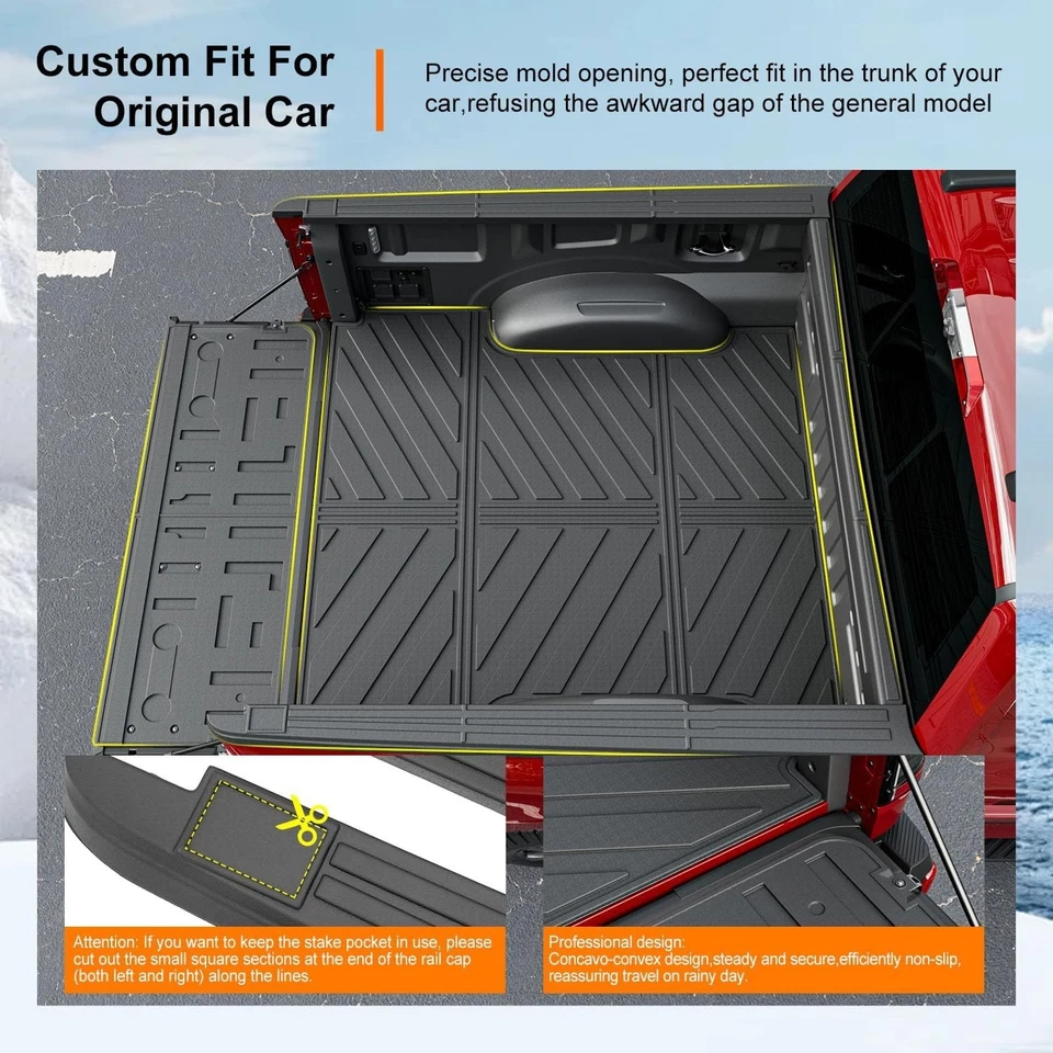 For 2015-2025 Ford F150 5.5FT Truck Bed Rail Caps Truck Bed Mat Tailgate Mat - Image 2 of 4