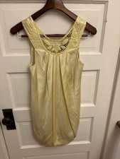 BCBG maxazria Yellow Silk Floral Sleeveless Dress Lined Beaded Bubble Hem XS