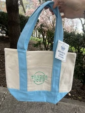 Trader Joe's *Limited Edition*  Mini Canvas Tote Bag Pastel Blue