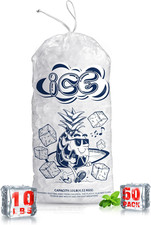 50 Pack Ice Bags 10 Lb with Drawstring, Heavy-Duty Ice Bags for Ice Machine 2 Mi