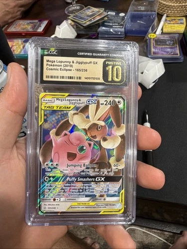 Mega Lopunny & Jigglypuff GX Cosmic Eclipse Holo #165/236 CGC 10 Pristine