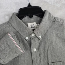 Flint and Tinder Selvedge Mens Medium Gray Button Down Long Sleeve Shirt new