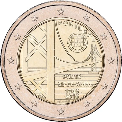Portugal, 2 Euro, 50e anniversaire de l'inauguration du Pont du 25-Avril à - Photo 1/2