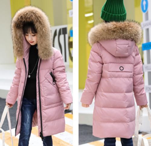 Chicas acolchado de invierno abrigo collar de piel con capucha Chaqueta Parka  Talla 4-12 años Moda | eBay