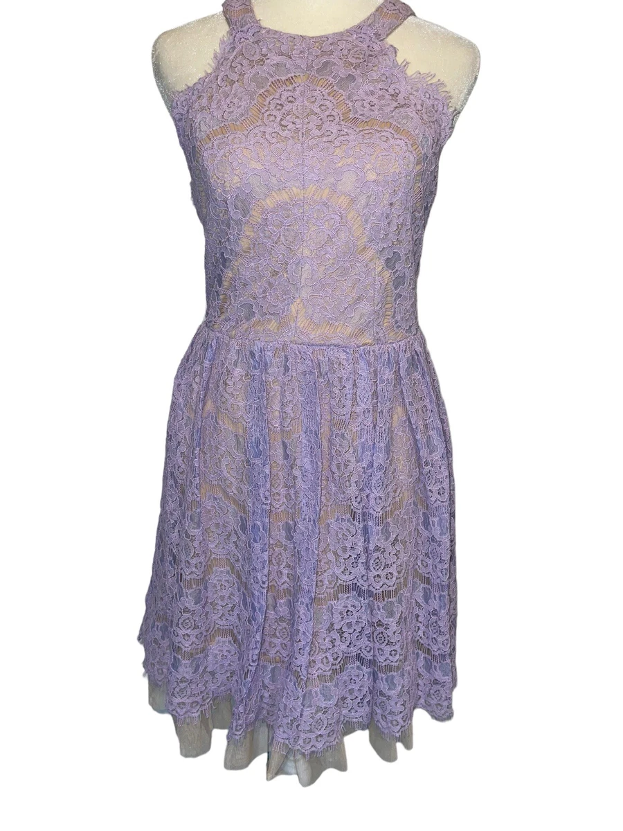 Adorable Francesca's lavender dress lace overlay fit and flare NWT Size XS  | eBay