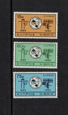 CYPRUS 1965 CENTENARY OF I.T.U. SET OF 3 MINT NEVER HINGED MNH