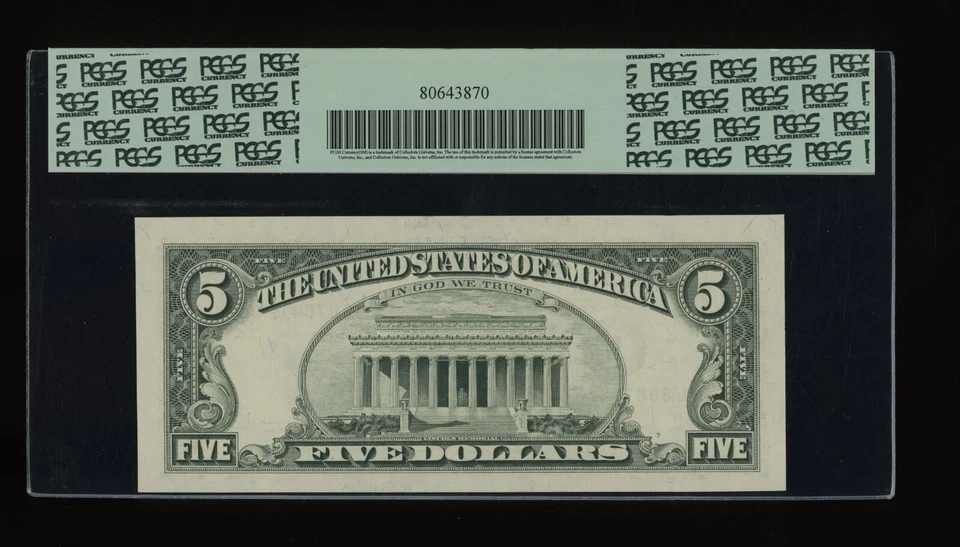 DBR 1993 $5 FRN San Francisco Fr. 1983-L PCGS 64 PPQ Serial L88070412B - Image 2 of 2