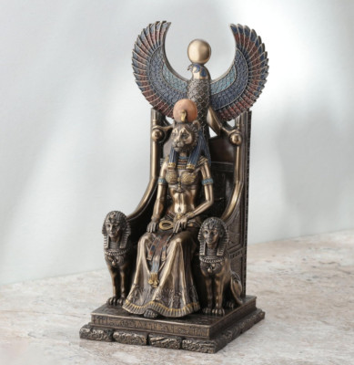 Sekhmet Sitting on Throne Ancient Egyptian Goddess of Healing Statue, 28cm / 11''