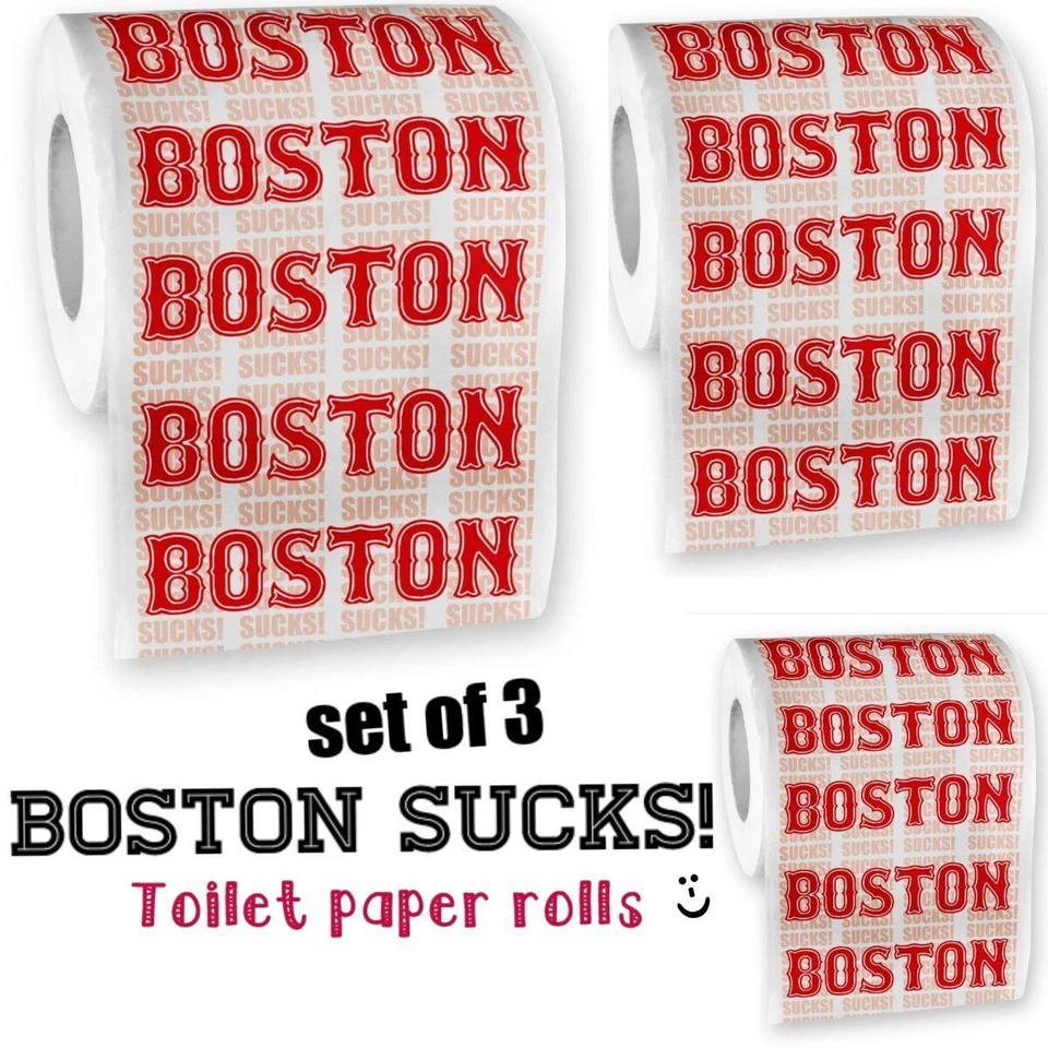 BIG MOUTH TOYS 3 Boston Sucks Toilet Paper Rolls - Yankees Mets Red Sox Fans - gag gift joke