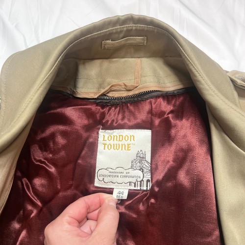 Vintage London Towne Trench Coat Removable Wool Liner Tan/Brown 14 US (44 UK) - Picture 3 of 21