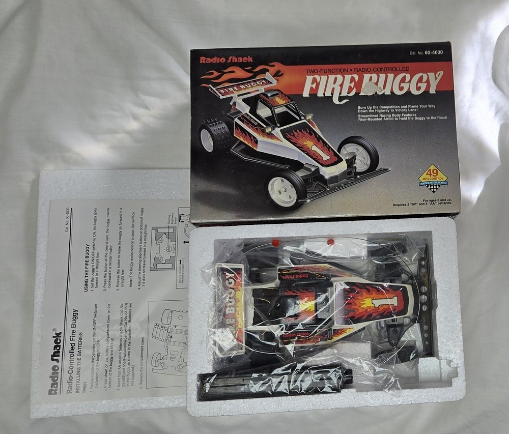 Vintage Radio Shack Fire Buggy RC Remote Control Car Tested Working