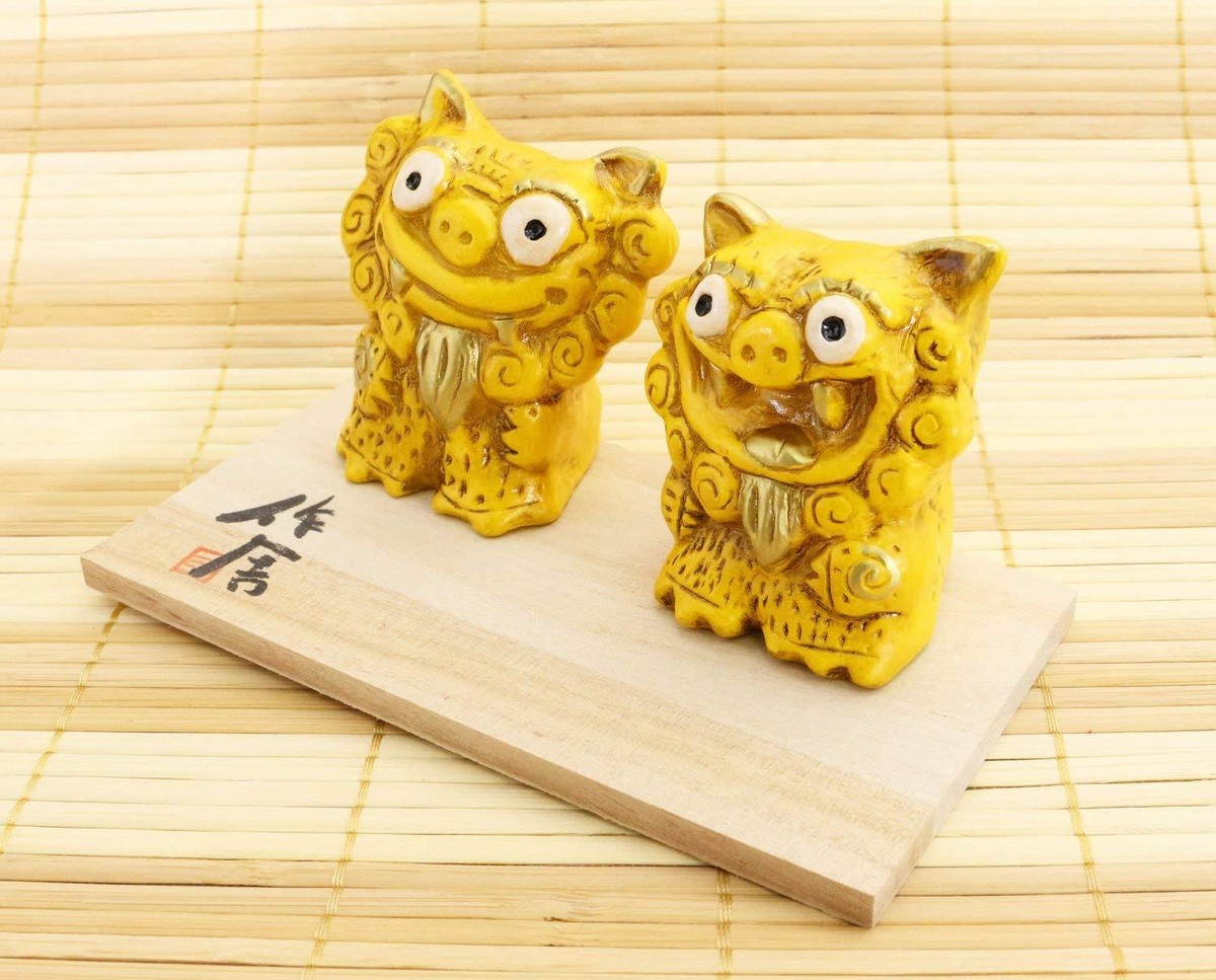 JAPANESE Okinawa Lucky Charm Omamori Shisa Lion Yellow | eBay