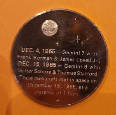 未使用7inch BRONZE/.RENDEZVOUS, With a Star First Rendezvous In Space: Gemini 7/6. Bronze Medallion. Proof