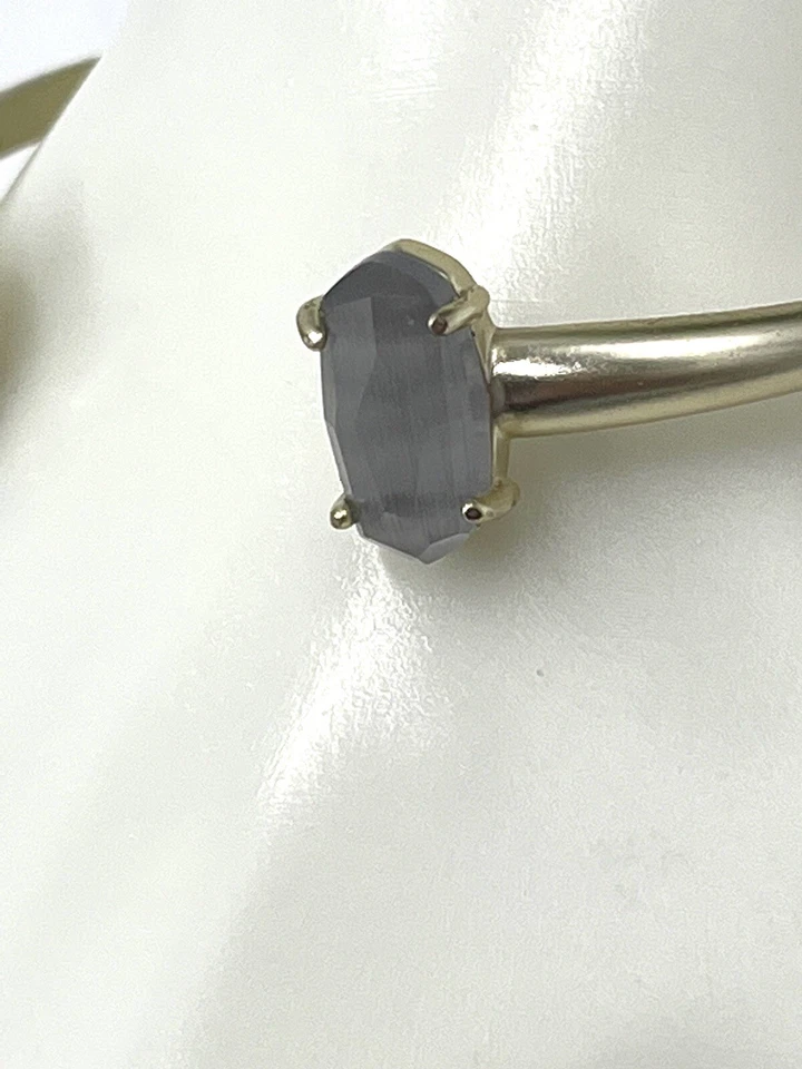 Brazalete Brazalete Kendra Scott Edie Gris Pizarra Ojo de Gato Piedra Chapado en Oro Foto 3 de 4