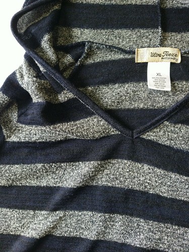 Ultra Teexe Maternity Hooded Blue And Grey Striped Long Sleeve Sweater W Size Xl - Picture 9 of 12