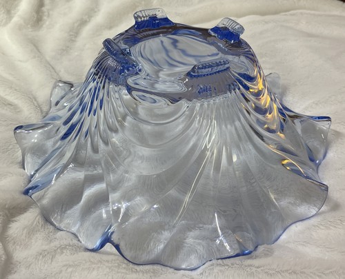 Cambridge Caprice Moonlight Blue Depression Glass Footed Bowl 12” - Picture 11 of 12