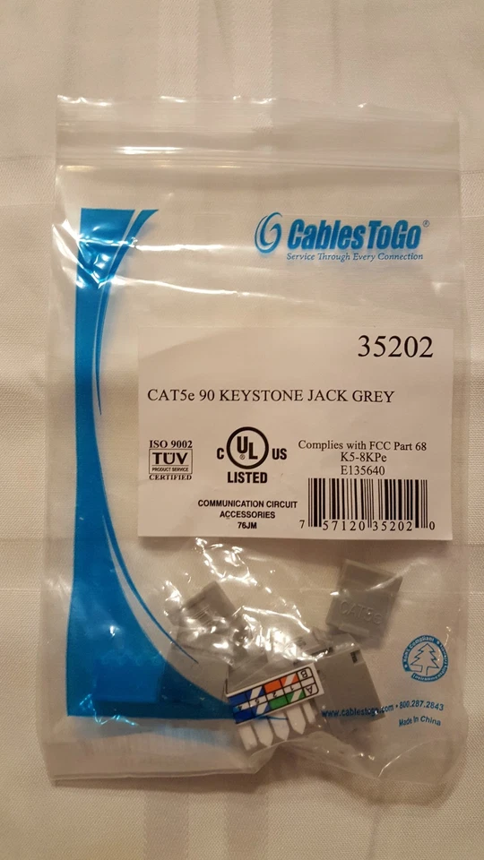 LOT OF 40 - CablesToGo C2G CAT5E 90 KEYSTONE JACK 35202 - GREY NEW - Image 2 of 2