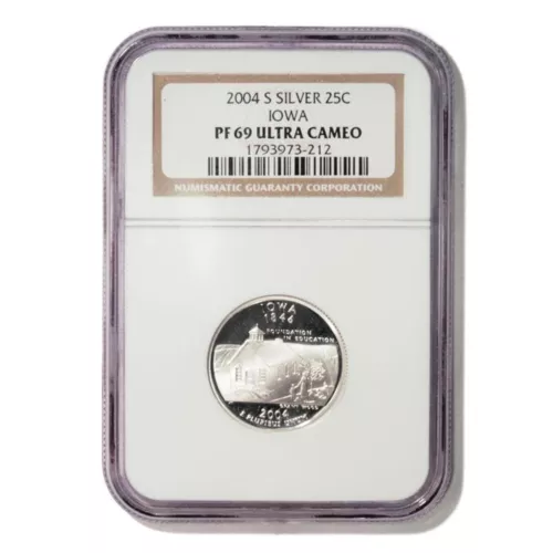 USA Iowa State Quarter 2004 S Silver Proof NGC PF 69 Ultra Cameo