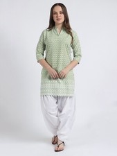 Indian Tunic Women Cotton Dress Embroidery Straight Kurti  Salwar Casual Wear
