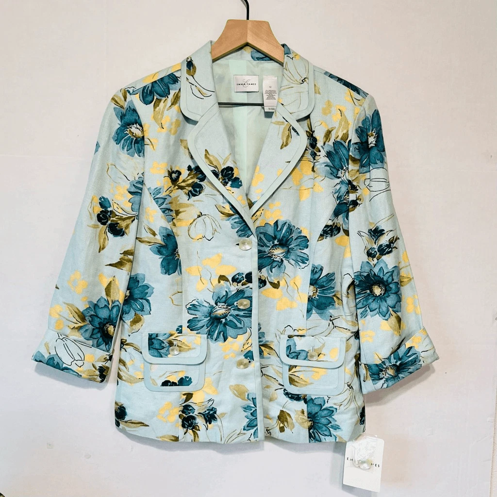 Blazer Stretch Pêche Emma James By Liz Claiborne - Taille 22W, Neuf Avec étiquettes, Longueur Mi-longue