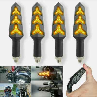 4pcs 12V Motorcycle Turn Signal LED Turn Signal Light Lamp Sequential Yellow Universal