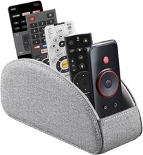 TV Remote Control Holder with 5 Compartments,Pu Leather Small, Grey
