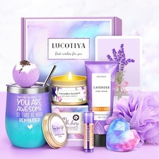 Birthday Gifts for Women, Gift Basket Women Wine Tumbler Self Care Package Mom