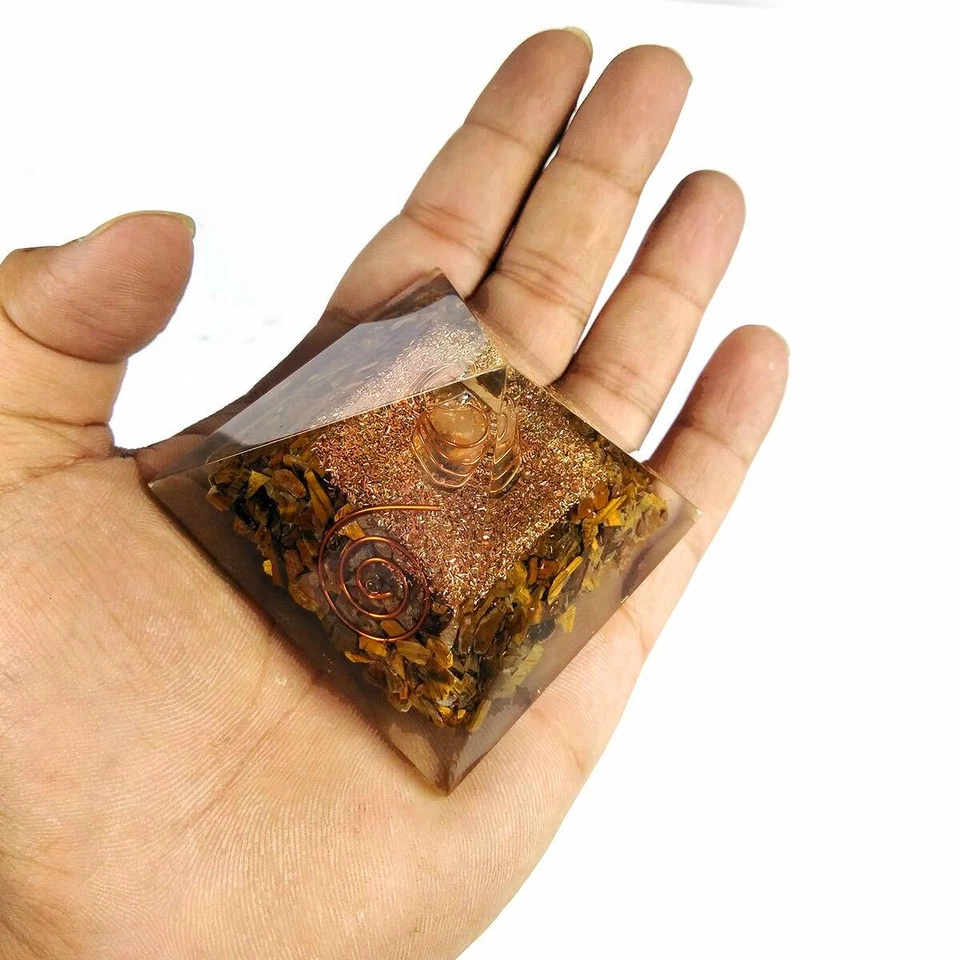 Stone Orgone Pyramid Tiger Eye for Reiki Healing and Crystal Healing - Image 3 of 4