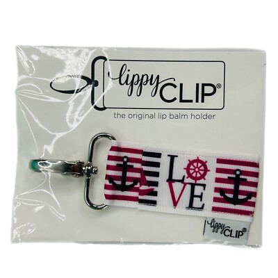 Lippy Clip Lip Balm Holder Chapstick Anchor Sailor Love Navy White Purple  Blue
