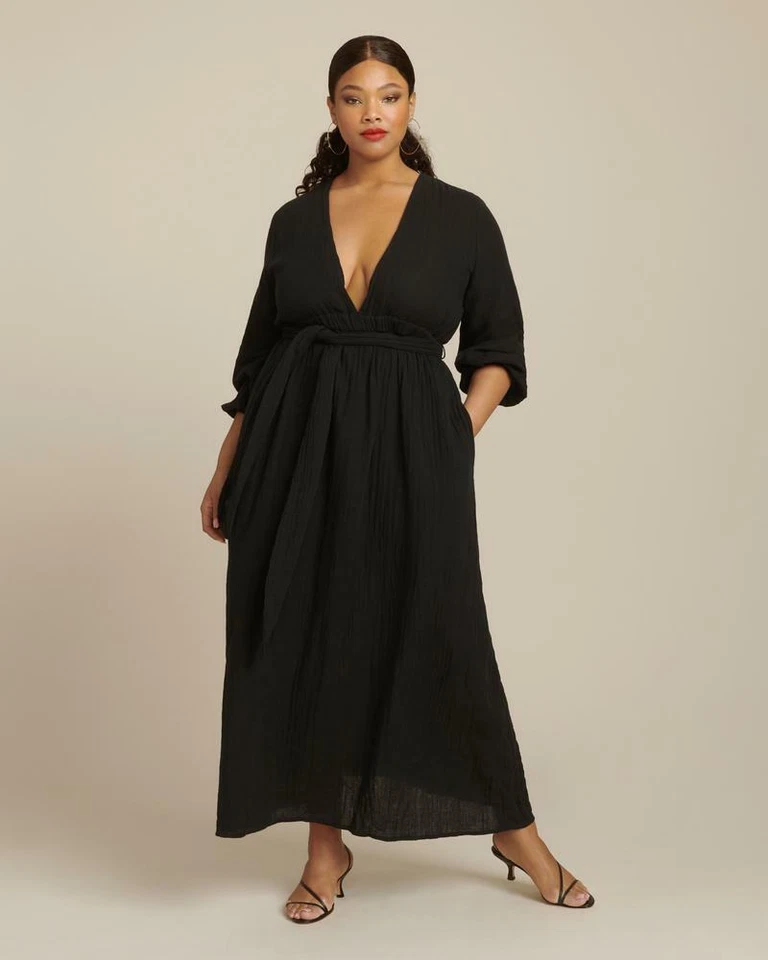 Maxi Vestido de Playa MARA HOFFMAN Negro Gasa Ligero LUNA Encubrimiento M = 8/10 🖤 Foto 3 de 4
