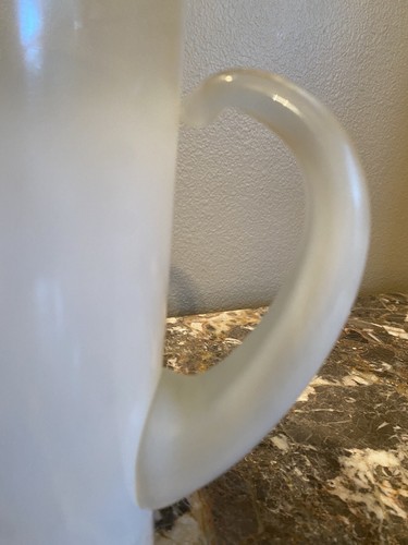 West Virginia Glass Company Blendo Frosted White Gold Pitcher 6 Glases New HTF - Picture 8 of 11