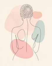 Digital Minimalist Line Art Woman Portrait - Modern Abstract Wall Art Print