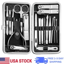 Manicure Set - 19 in 1 Professional Nail Clippers Pedicure Kit Stainless Steel