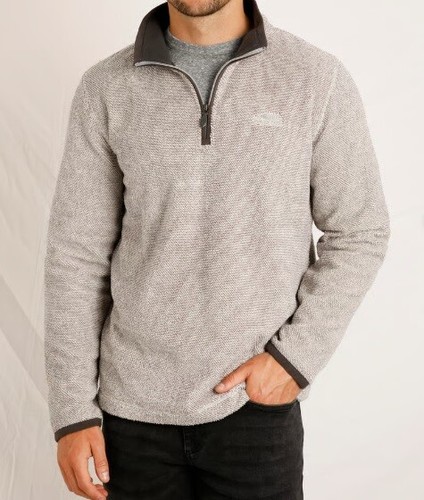 Ex Weird Fish Men's Errill ¼ Textured Zip Fleece Pullover Textured Sweatshirt - Picture 9 of 17