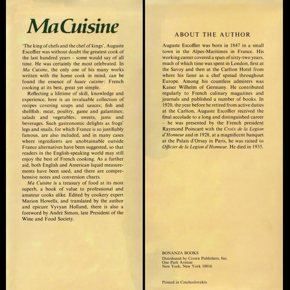 COOKBOOK Ma Cuisine by Auguste Escoffier - 1st. PRINTING OF REVISED*** - 711400 - Image 4 of 4