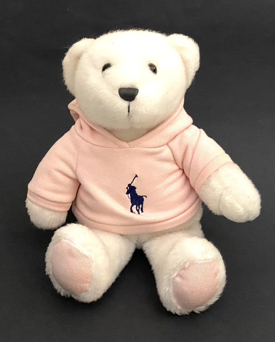 Ralph Lauren Romance White Teddy Bear With Pink Hoodie Logo Limited Ed. 0037