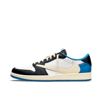 Size 5-6  Air Jordan 1 Retro x Travis Scott x  Fragment Design Lov Blue Men